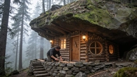 Extreme Bushcraft: Building a Home Beneath a Massive Rock