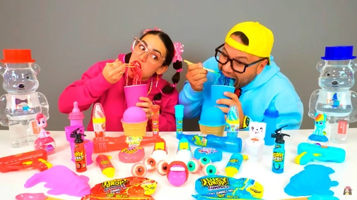 Mukbang Big Bottle Candy drink Big Vs Small Chips DUBYBUBA
