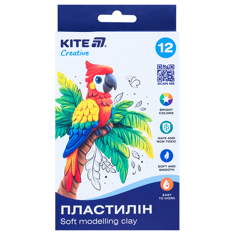 Пластилін восковий 12 кольорів Kite Creative
