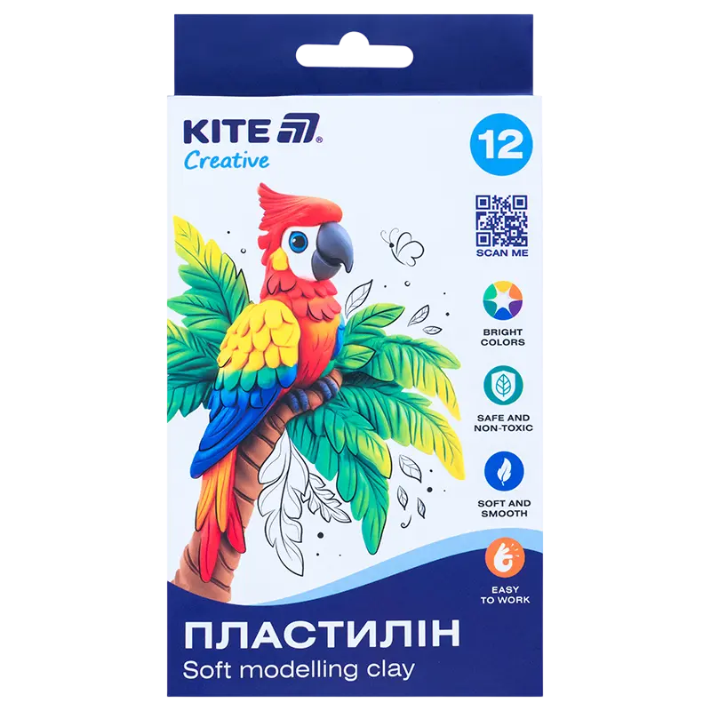 Пластилін восковий 12 кольорів Kite Creative