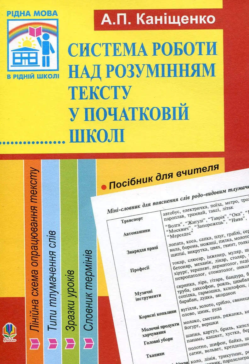 Обкладинка "Система роботи над розумінням тексту у початковій школі"