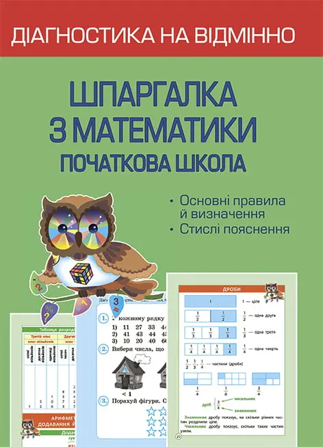 Обкладника "Діагностика на відмінно. Шпаргалка з математики 1-4 клас" Обкладинка "Діагностика на відмінно. Шпаргалка з математики 1-4 клас"