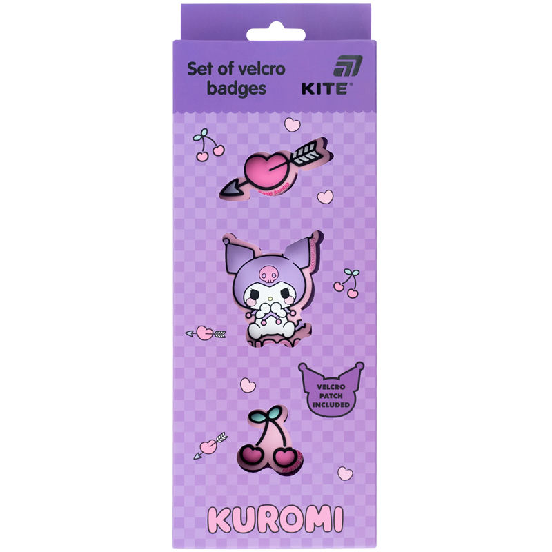 Набір бейджів на липучці Kite Kuromi (3 шт).
