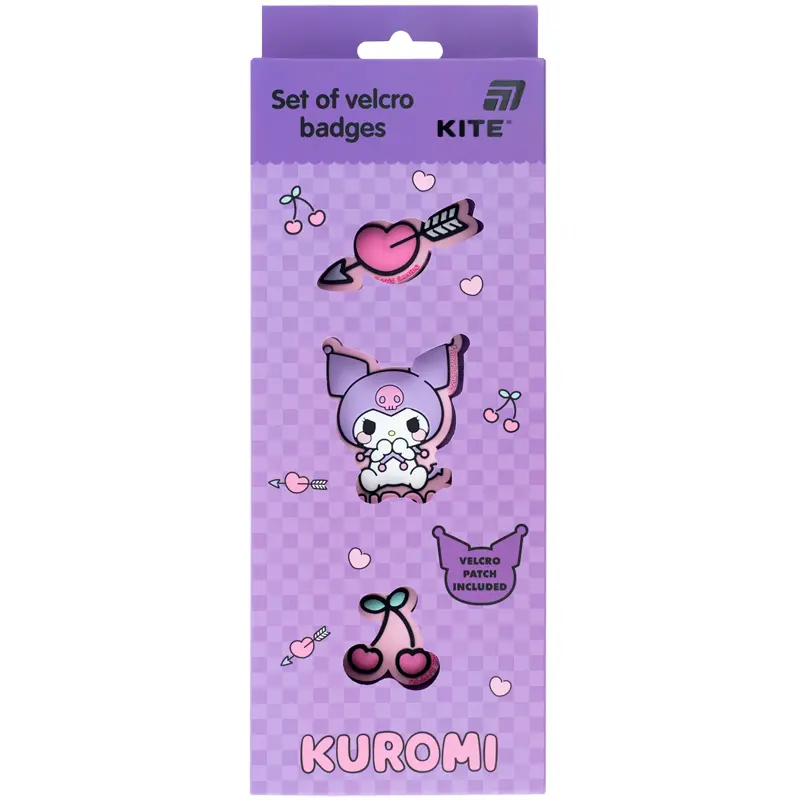 Набір бейджів на липучці Kite Kuromi (3 шт)