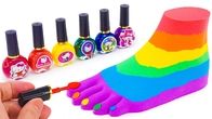 Satisfying Video | How To Make Rainbow Foot & Nail Polish From Kinetic Sand Cutting ASMR Video