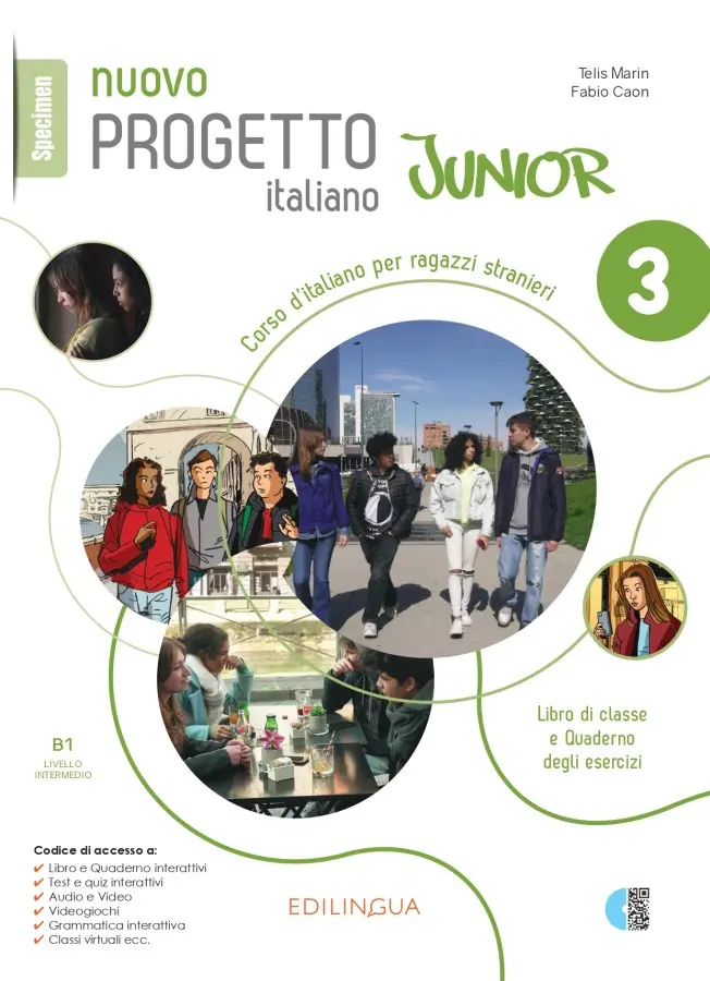 Обкладинка "Progetto Italiano Junior Nuovo 3 Libro & Quaderno + audio + video (QR code)"