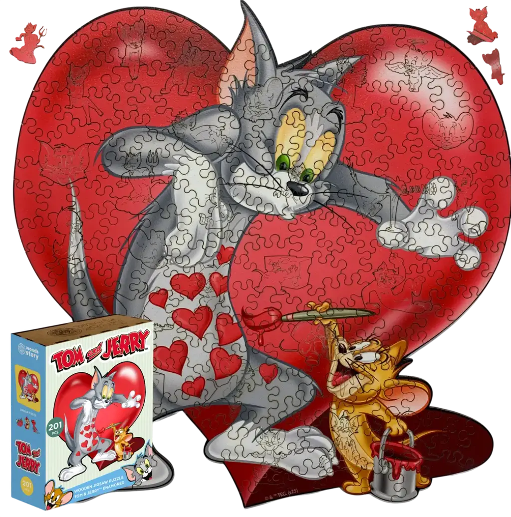 Обкладинка "Фігурний дерев'яний пазл Tom & Jerry Закоханий (XL / А3)"