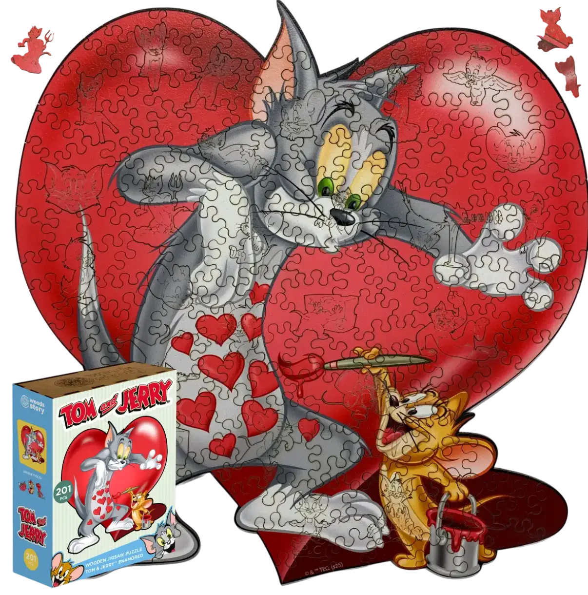 Фігурний дерев'яний пазл Tom & Jerry Закоханий (XL / А3)