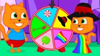 Cats Family in English - Wheel Of Desires With Sweets Cartoon for Kids