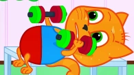 Cats Family in English - Little Athlete Getting Ready For Summer Cartoon for Kids