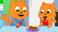 Cats Family in English - Tasteless Food Cartoon for Kids