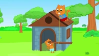 Cats Family in English - Building a house in the forest Cartoon for Kids