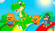 Cats Family en Français - Dinosaure Chevauche un Arc-en-ciel Dessin Animé 2020 en Français